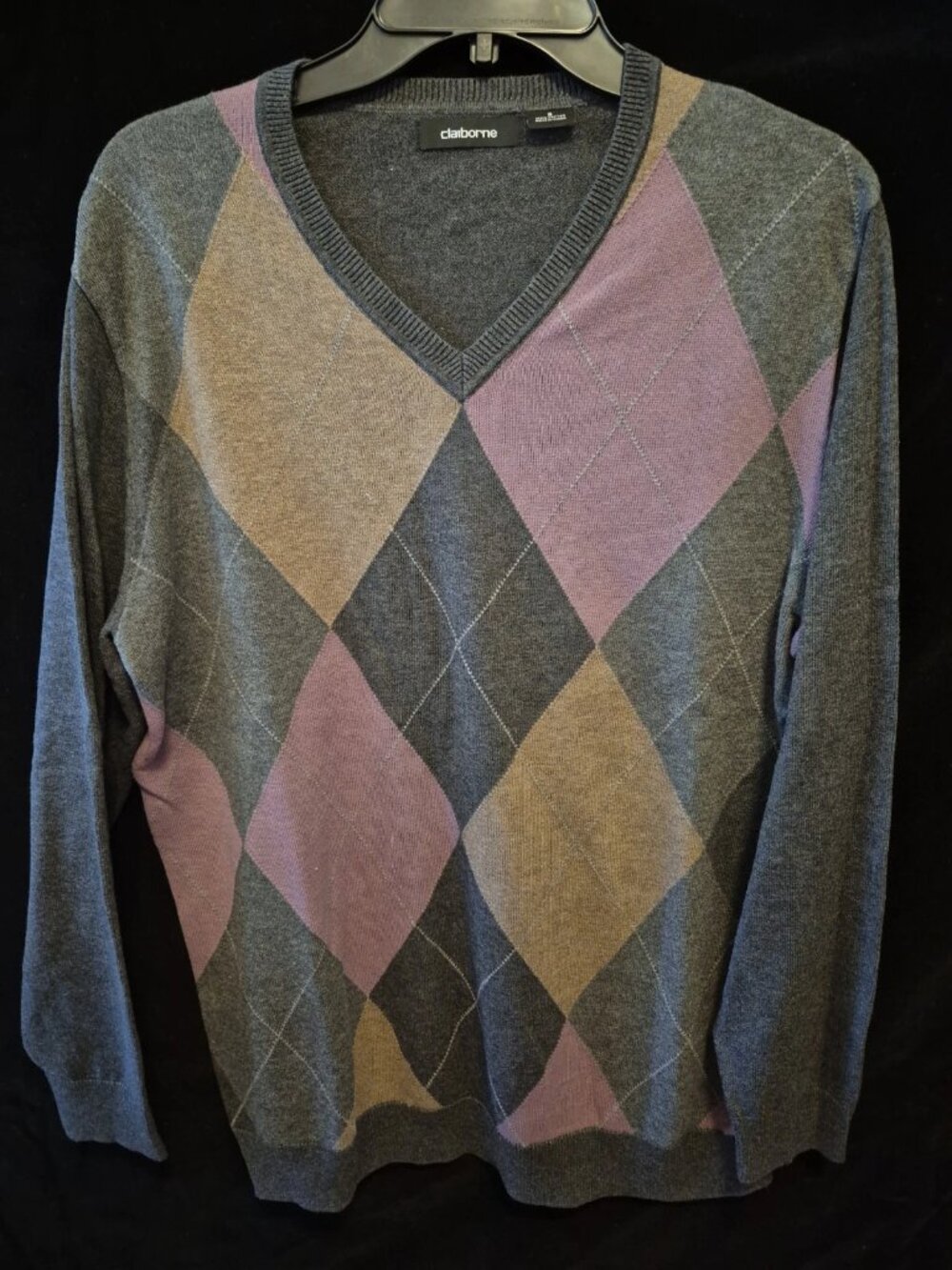 Claiborne Men’s Argyle Sweater – Size S – Classic Knit